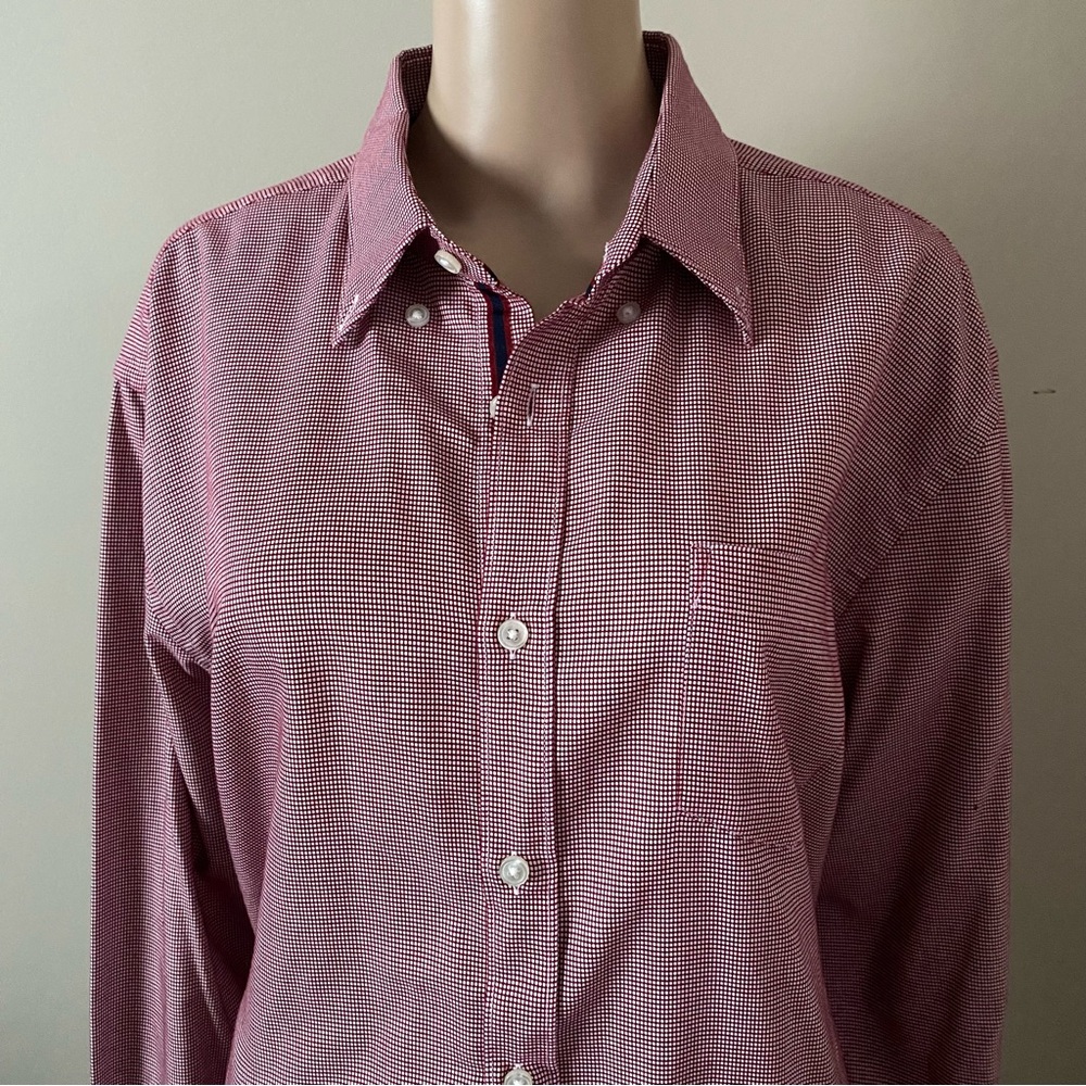 Hugo Boss Burgundy Checkered Dress Shirt, men’s XXL